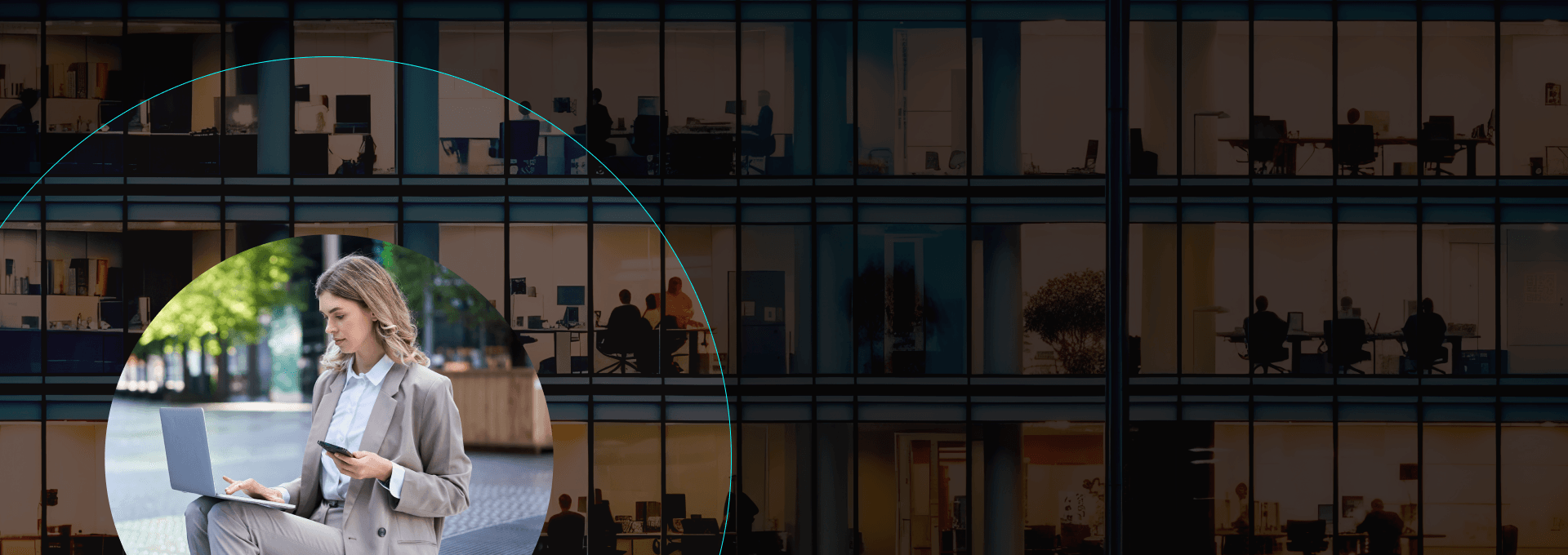 Professional working with business technology